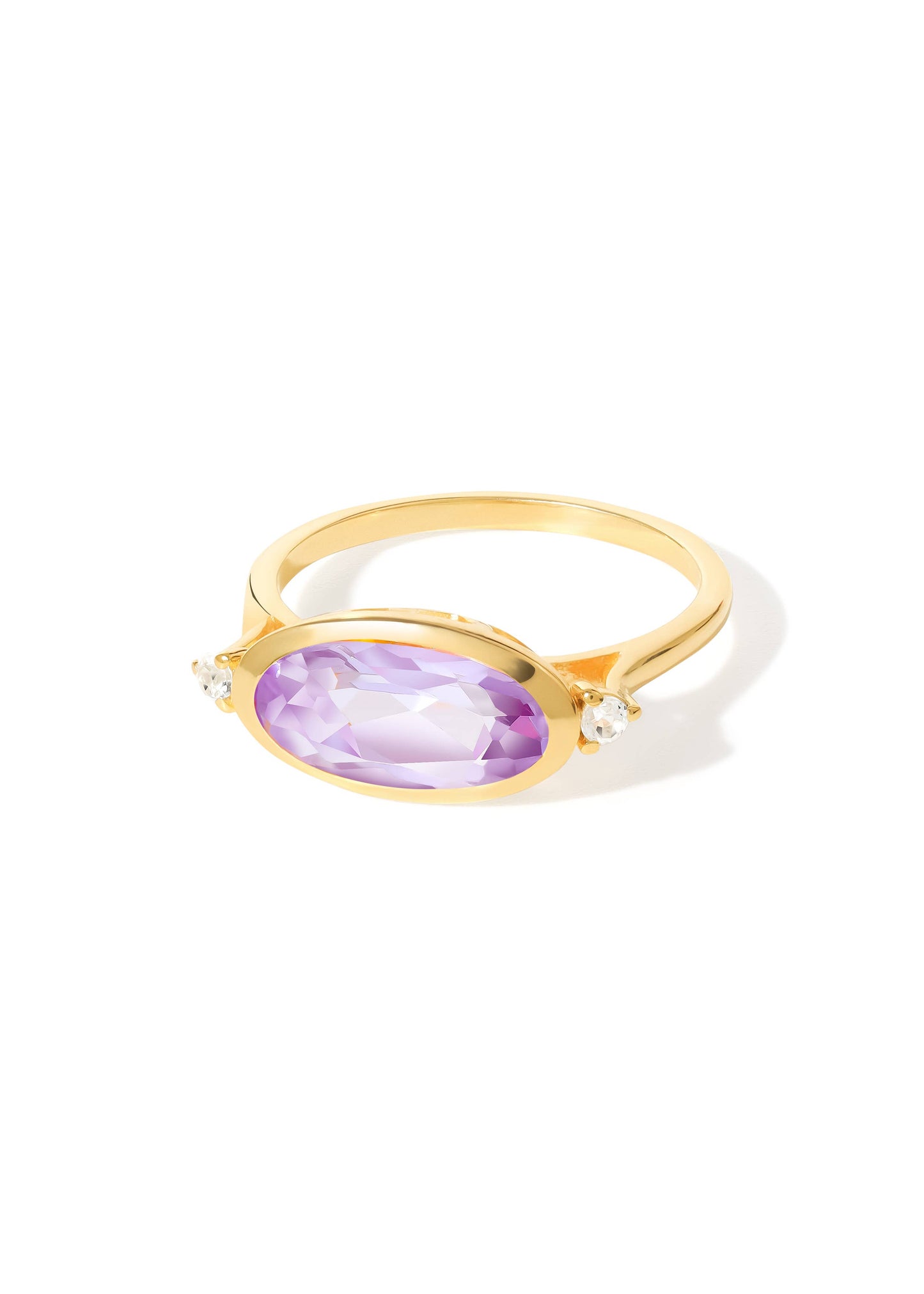 Gold Plated 925 Silver Pink Amethyst Elegance Ring