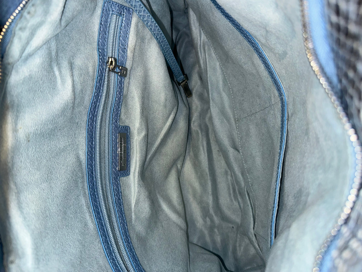 Vintage Blue Snakeskin Shoulder Bag
