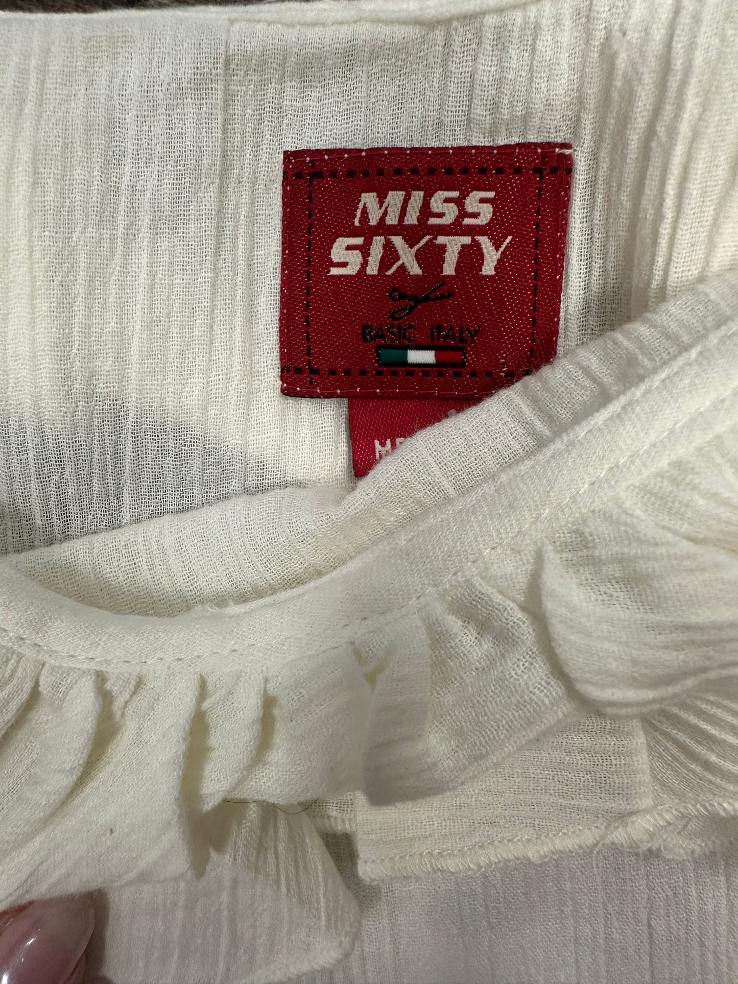 Vintage Y2K Miss Sixty Ruffle Boatneck Blouse