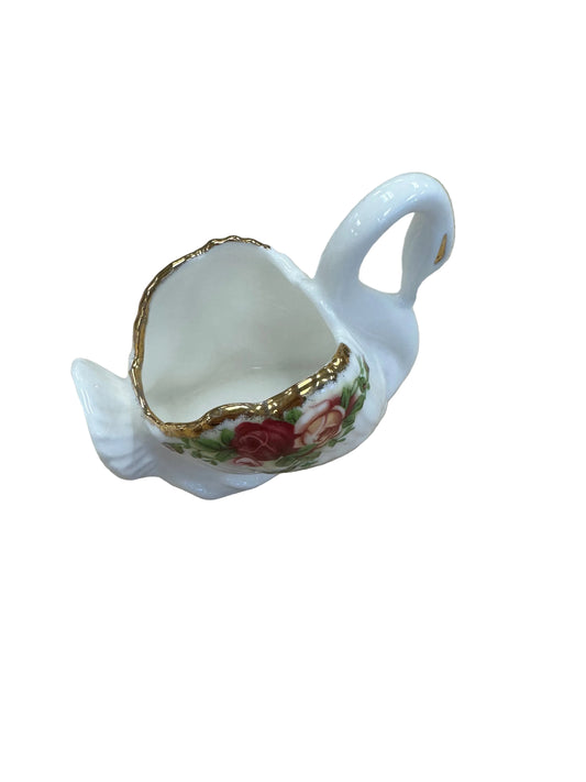 Vintage Bone China Swan Trinket Dish