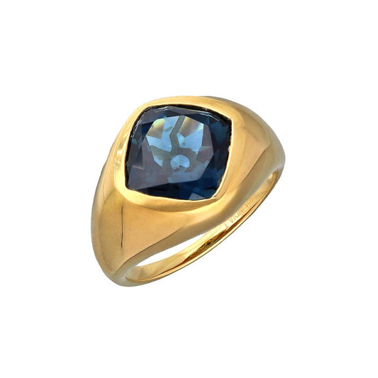 Gold Vermeil Silver Midnight Flame London Blue Topaz Ring