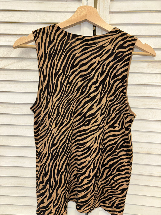 Vintage Zebra Knit Silk Tank Top