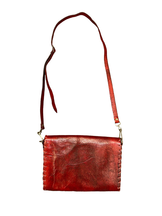 Vintage Genuine Leather Red Crossbody Purse