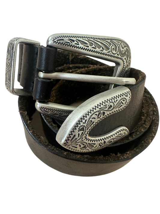 Vintage Black Leather Belt