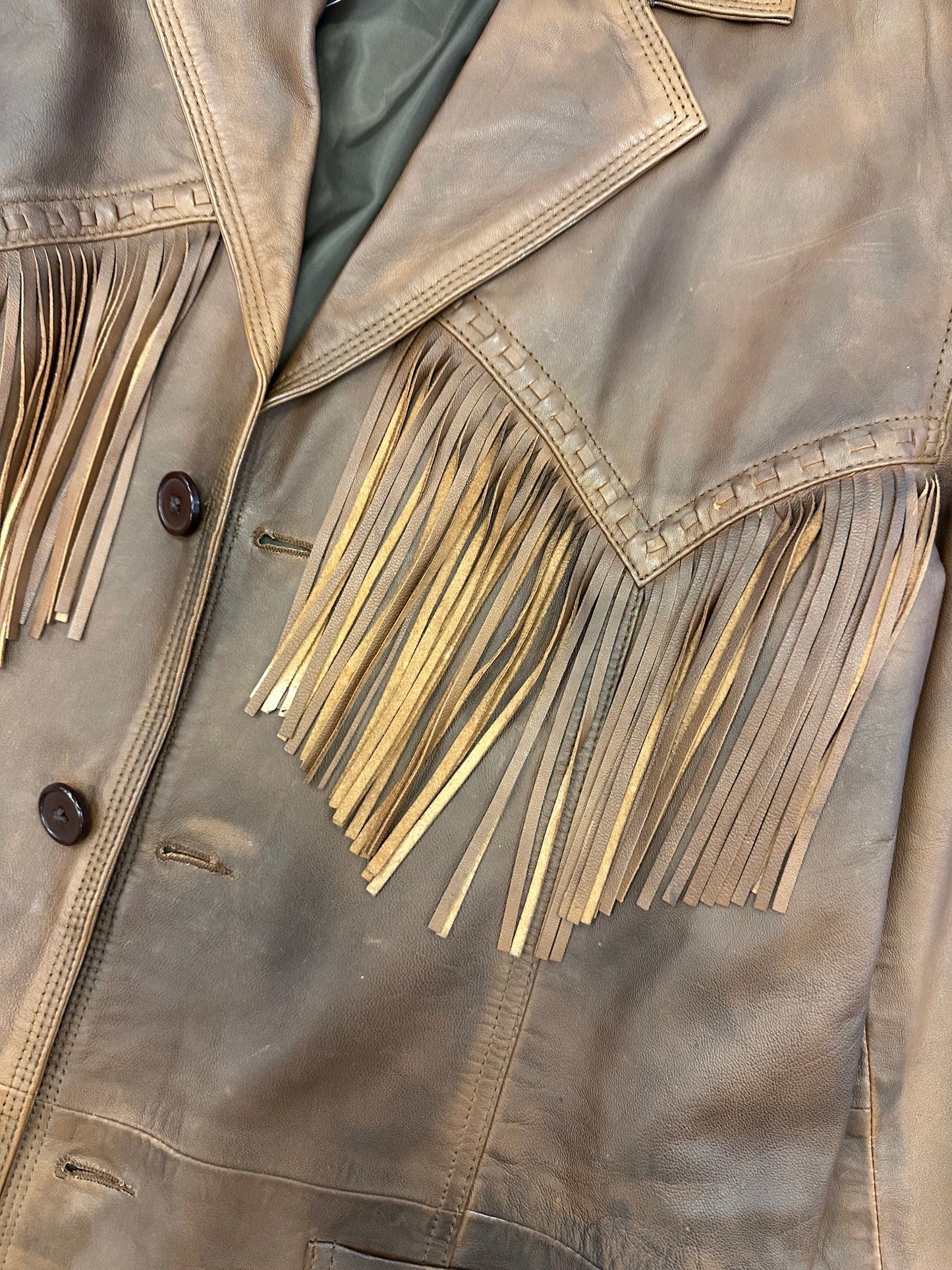 Vintage Leather Fringe Trench