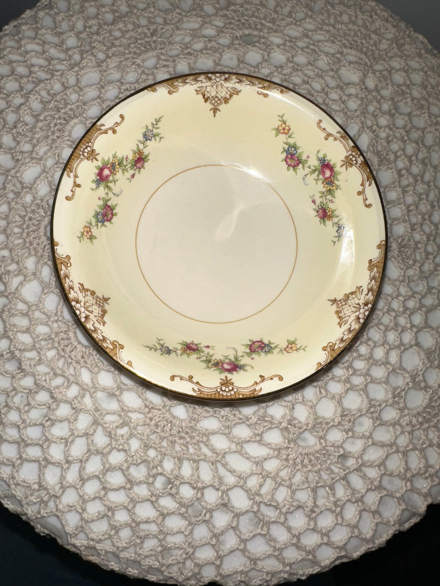 Eggshell Nautilus Floral Jewelry Catch All Dish
