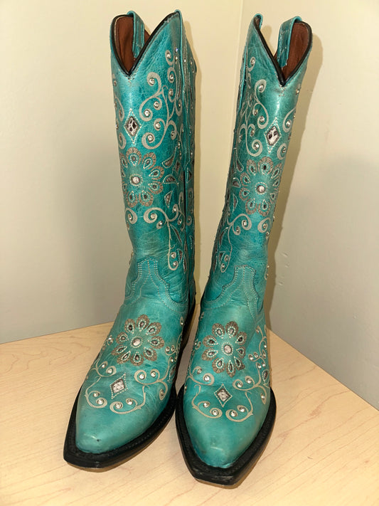 Vintage Turquoise Cowboy Boots