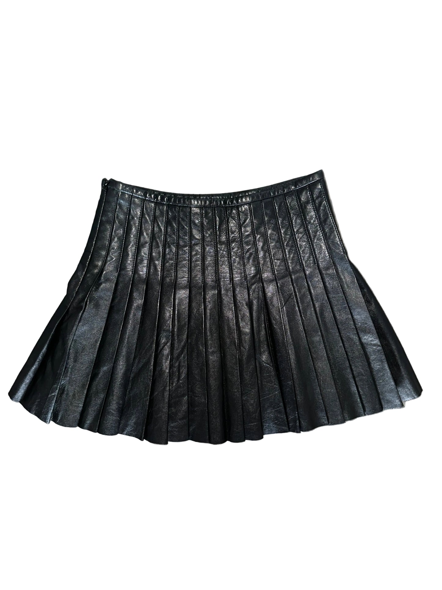 Vintage Ralph Lauren Leather Pleated Skirt
