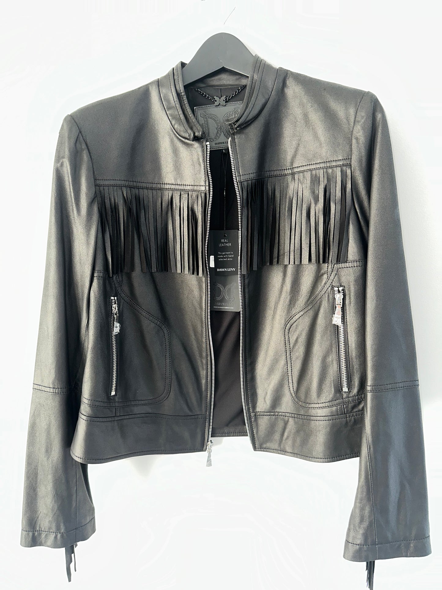 Dawn Levy Leather Fringe Jacket