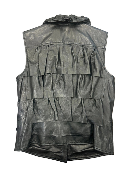 Diane Von Furstenberg Leather Ruffle Vest