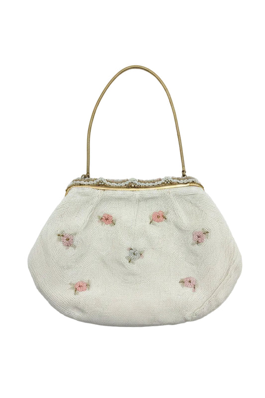 Vintage White Beaded Purse