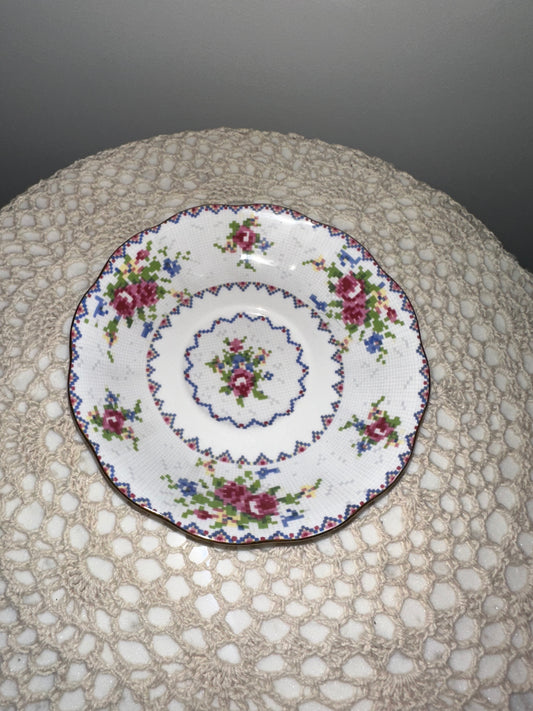 Antique Needlepoint Teacup
