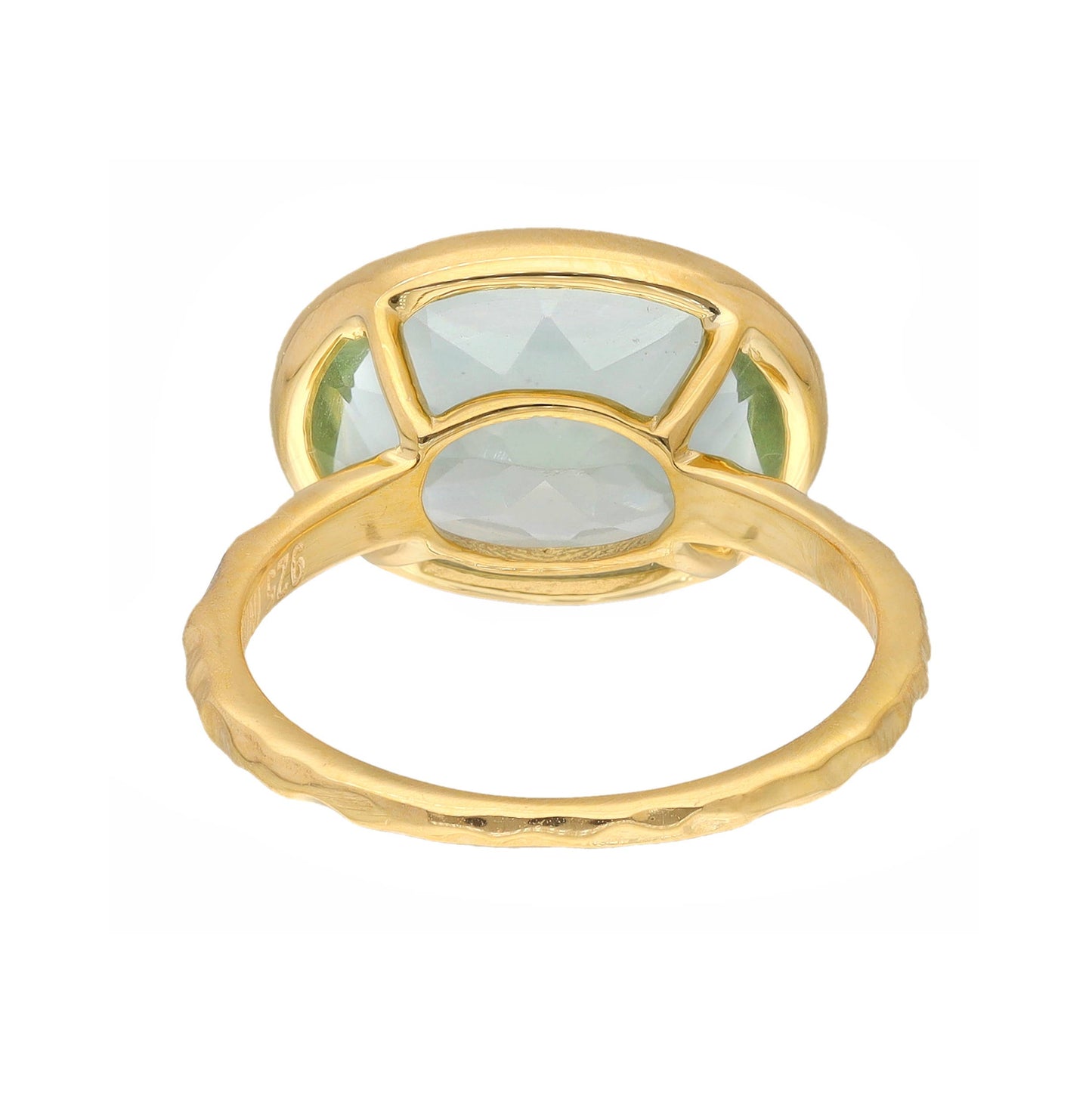 Gold Plated Over Silver Green Amethyst Solitaire Ring