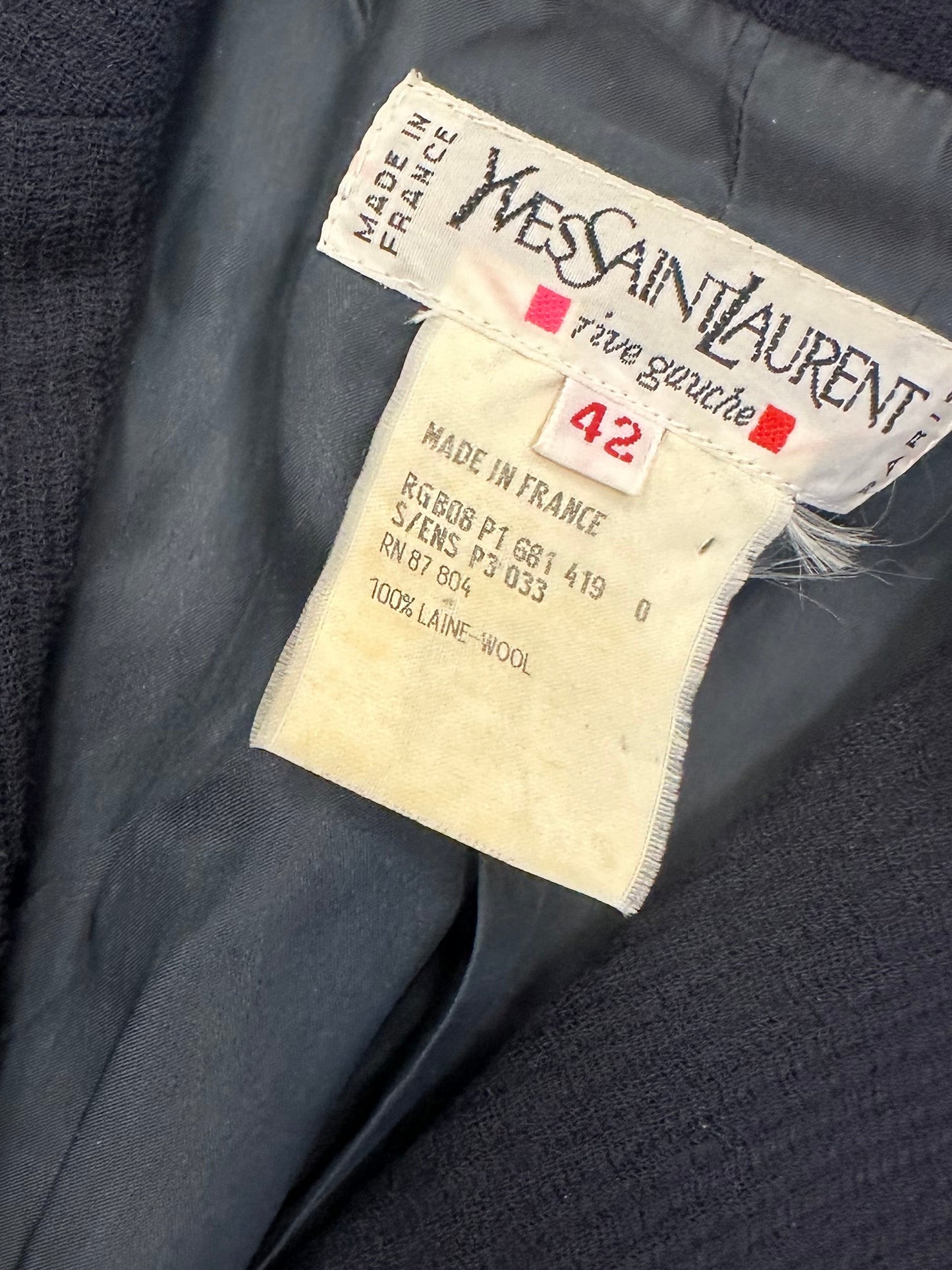 Vintage Yves Saint Laurent Navy Blazer with Ivory Trim