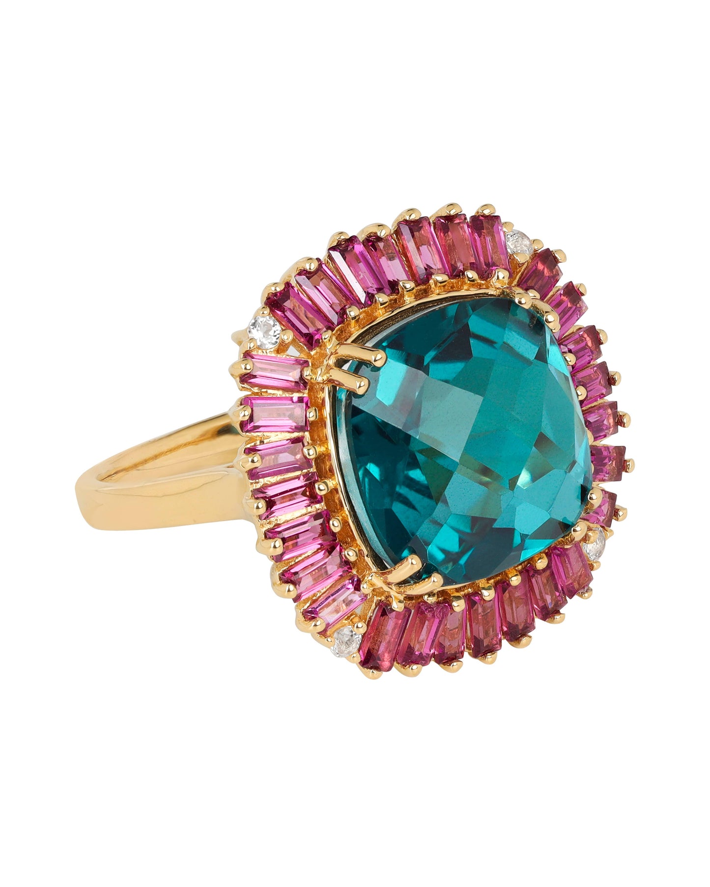 Gold Vermeil Silver London Blue Quartz Celestial Bloom Ring