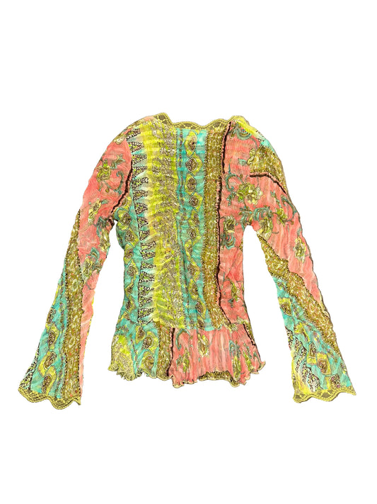 Vintage Sheer Tie Front Blouse