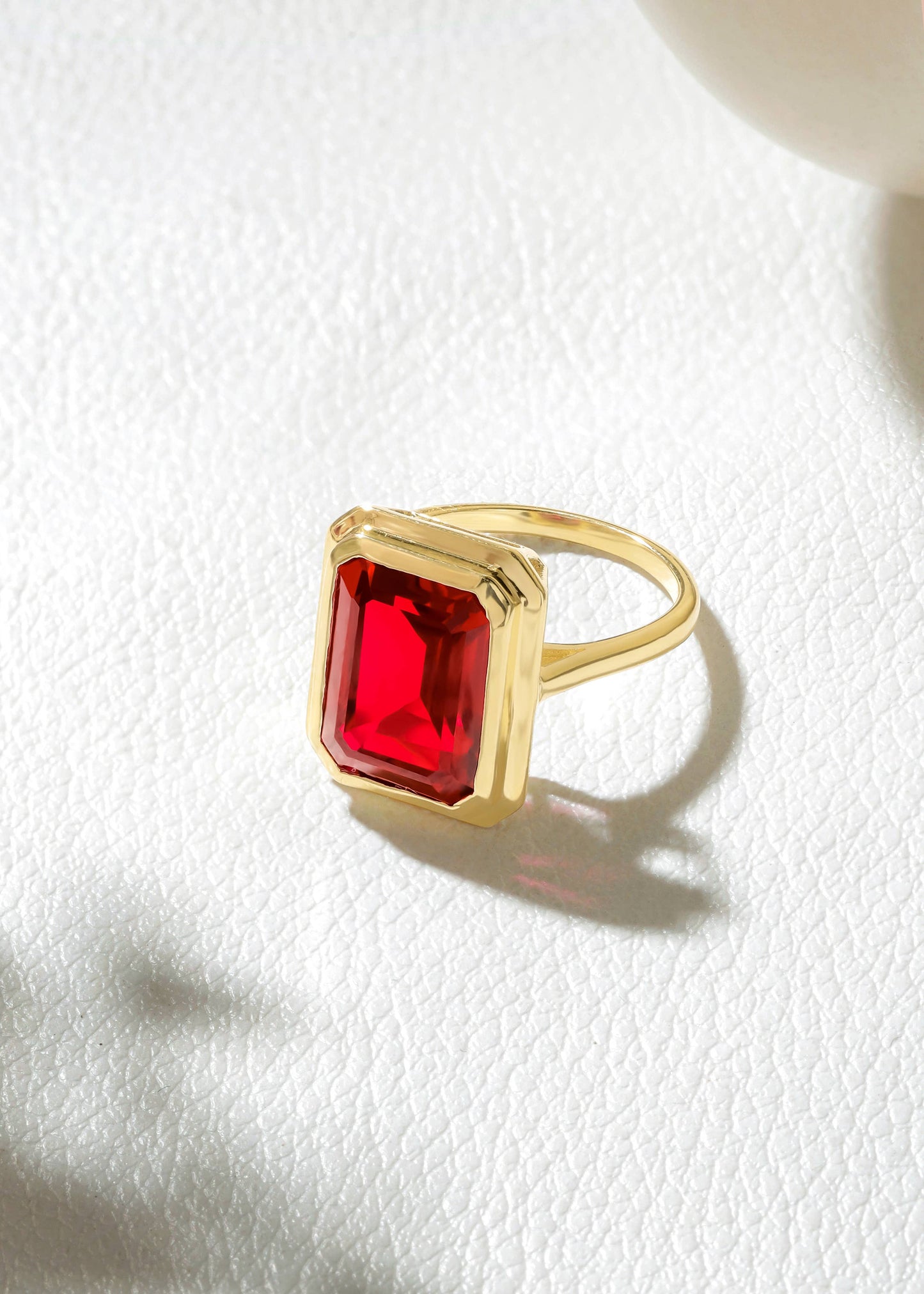 Gold Plated 925 Silver Lab Created Ruby Regal Ember Ring