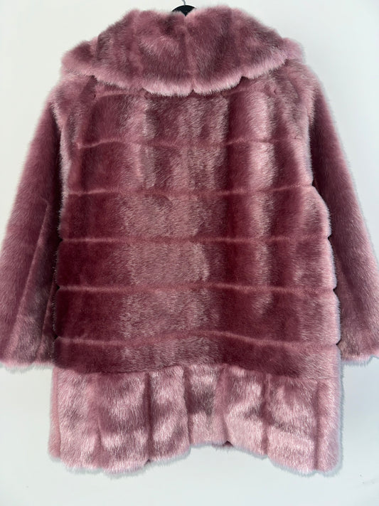 Vintage Pink Faux Fur Coat