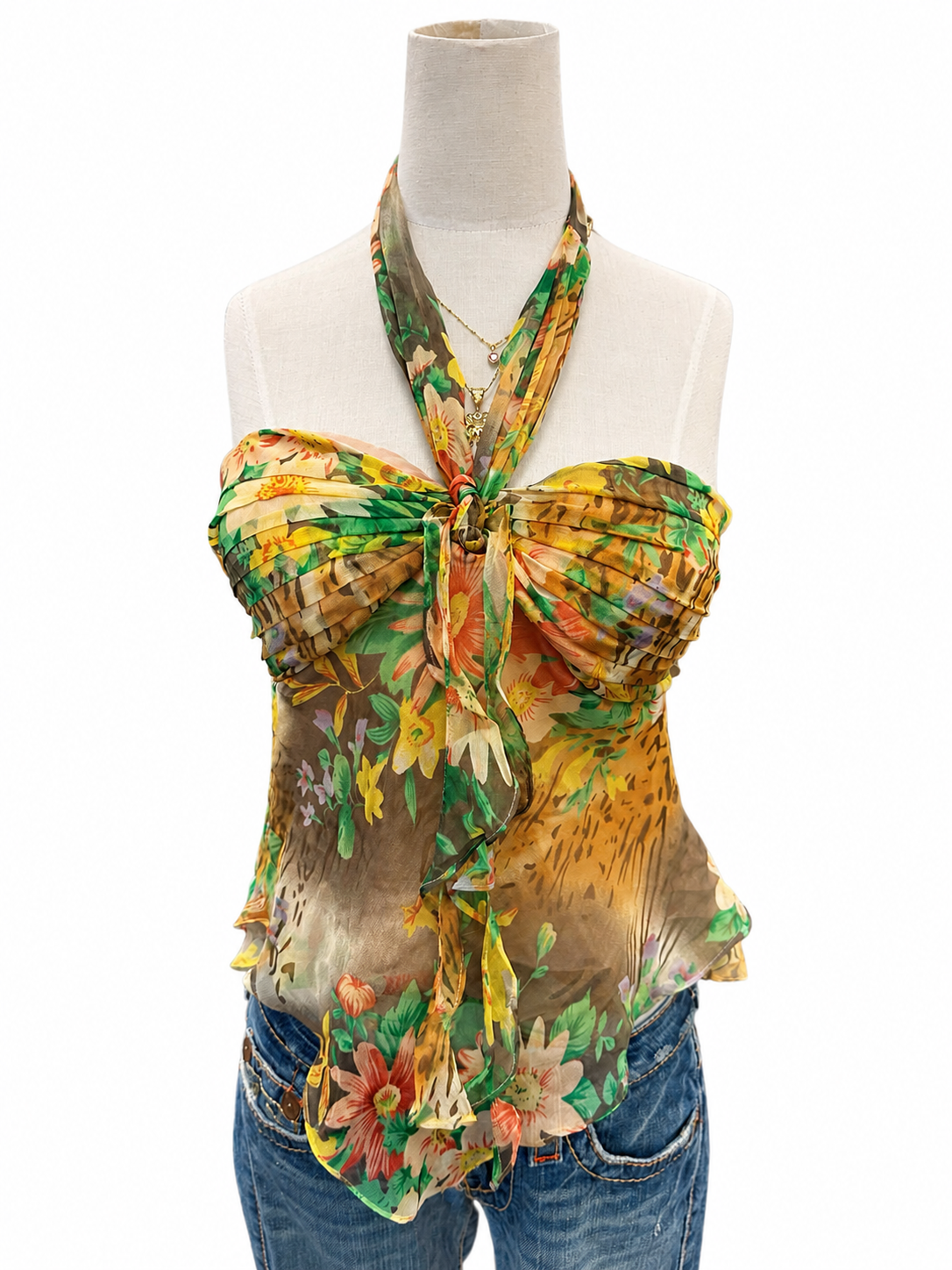 Vintage Silk Halter Tank Top