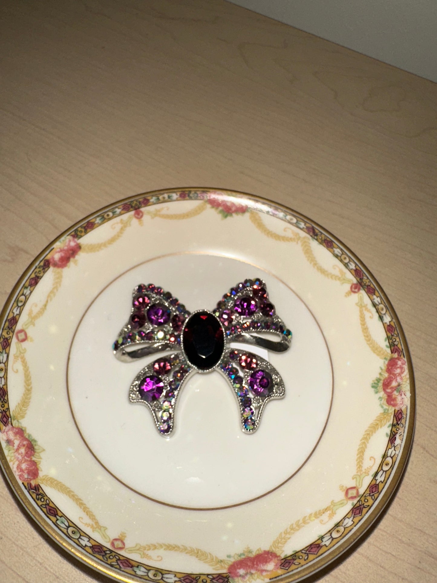 Vintage Purple Bow Brooch