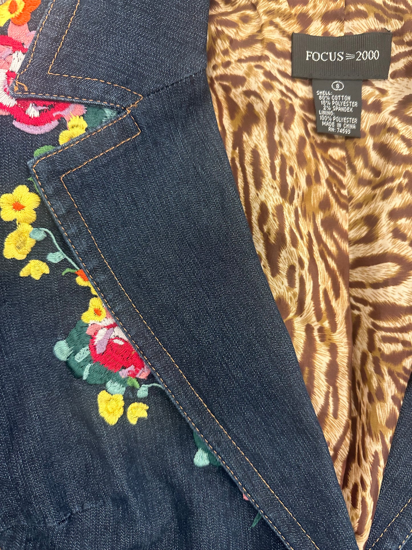 Vintage Denim Jacket with Floral Embroidery