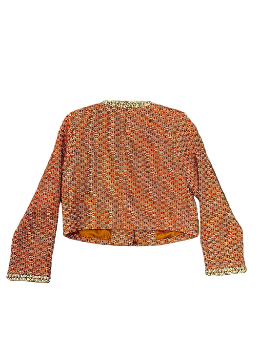 Orange Cropped Tweed Jacket