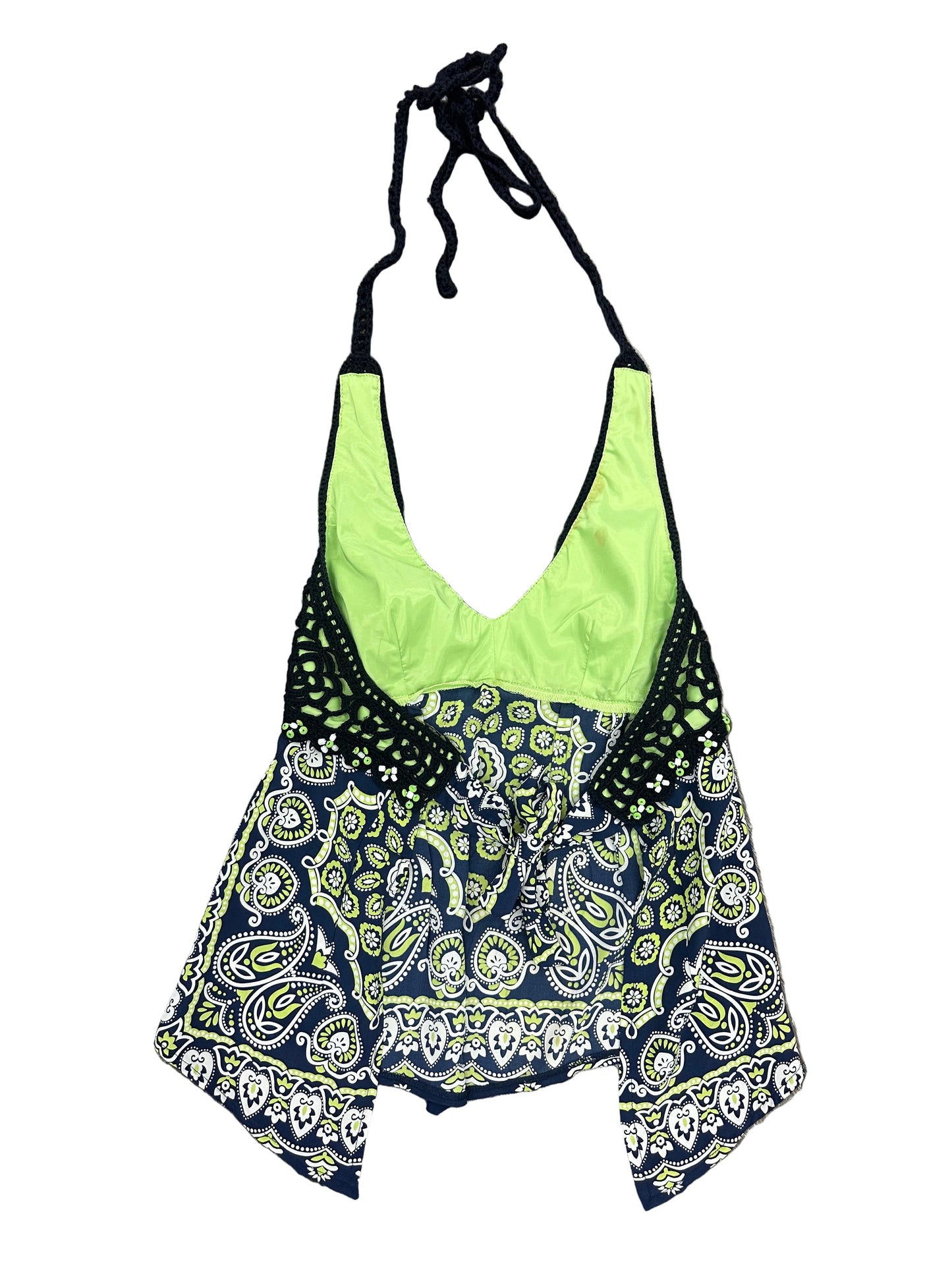 Vintage Nanette Lepore Crochet & Silk Halter Top
