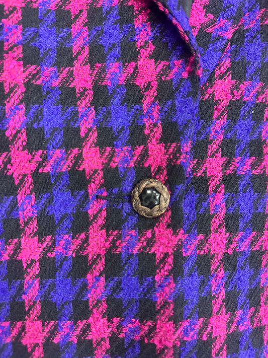 Vintage 1980s Pink and Purple Plaid Cropped Blazer