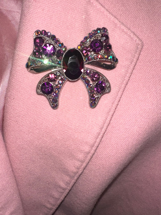 Vintage Purple Bow Brooch