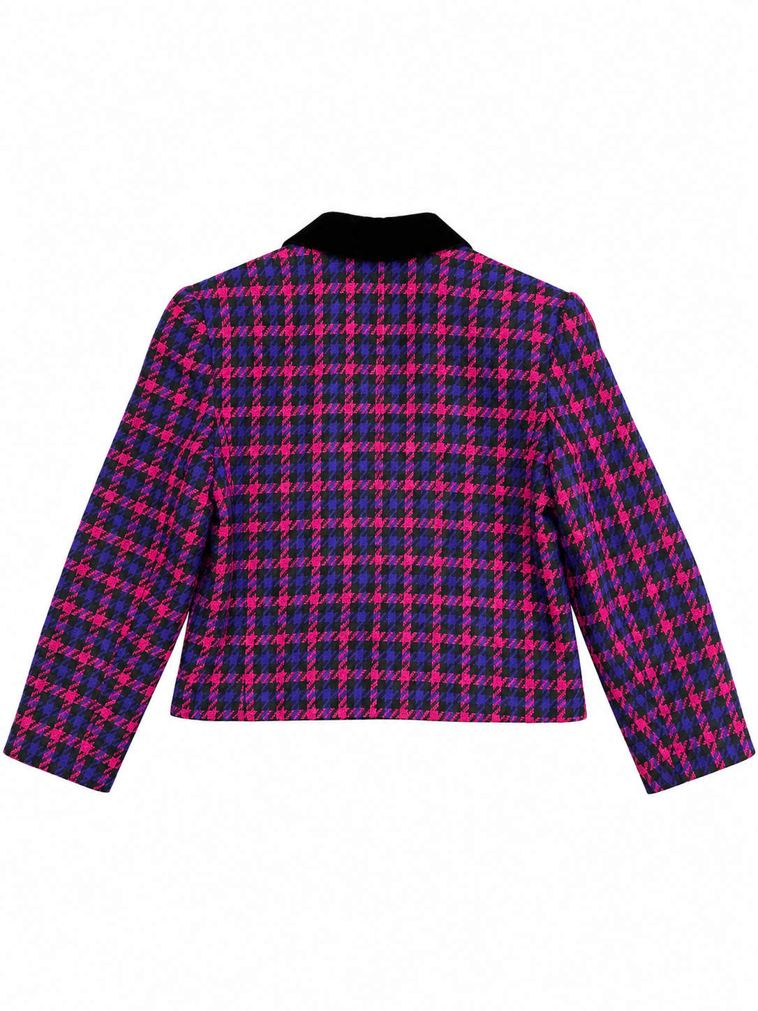 Vintage 1980s Pink and Purple Plaid Cropped Blazer