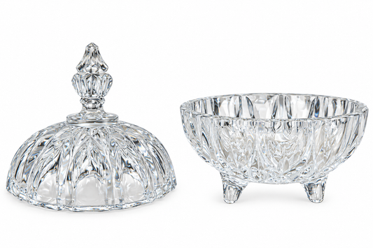 Vintage Footed Crystal Candy Dish with Lid