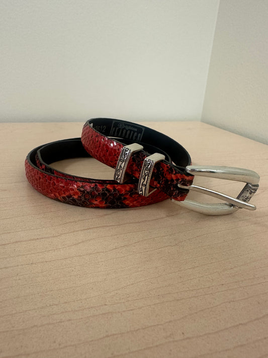 Red Snakeskin Skinny Belt