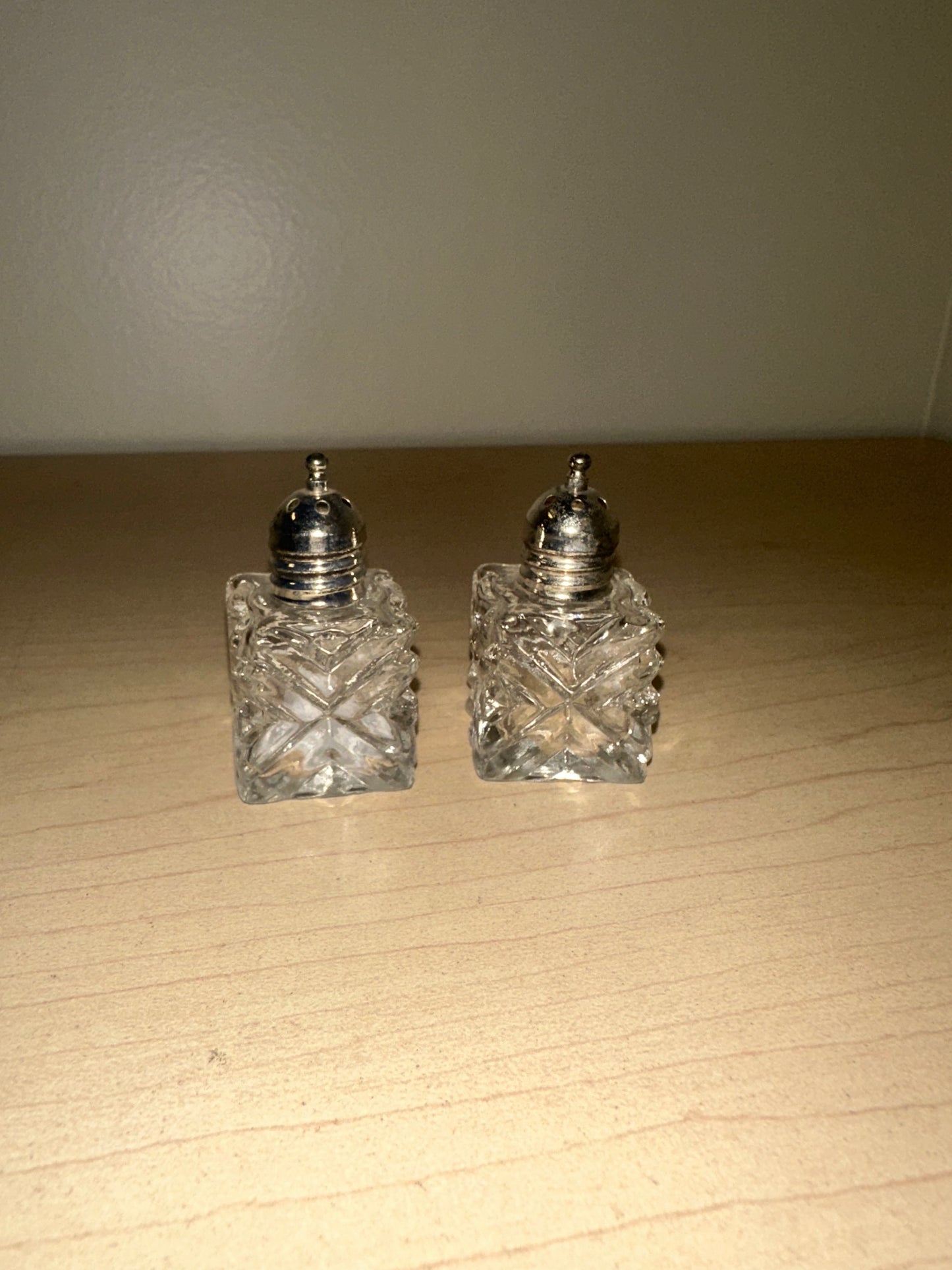 Tiny Crystal Salt and Pepper Shakers