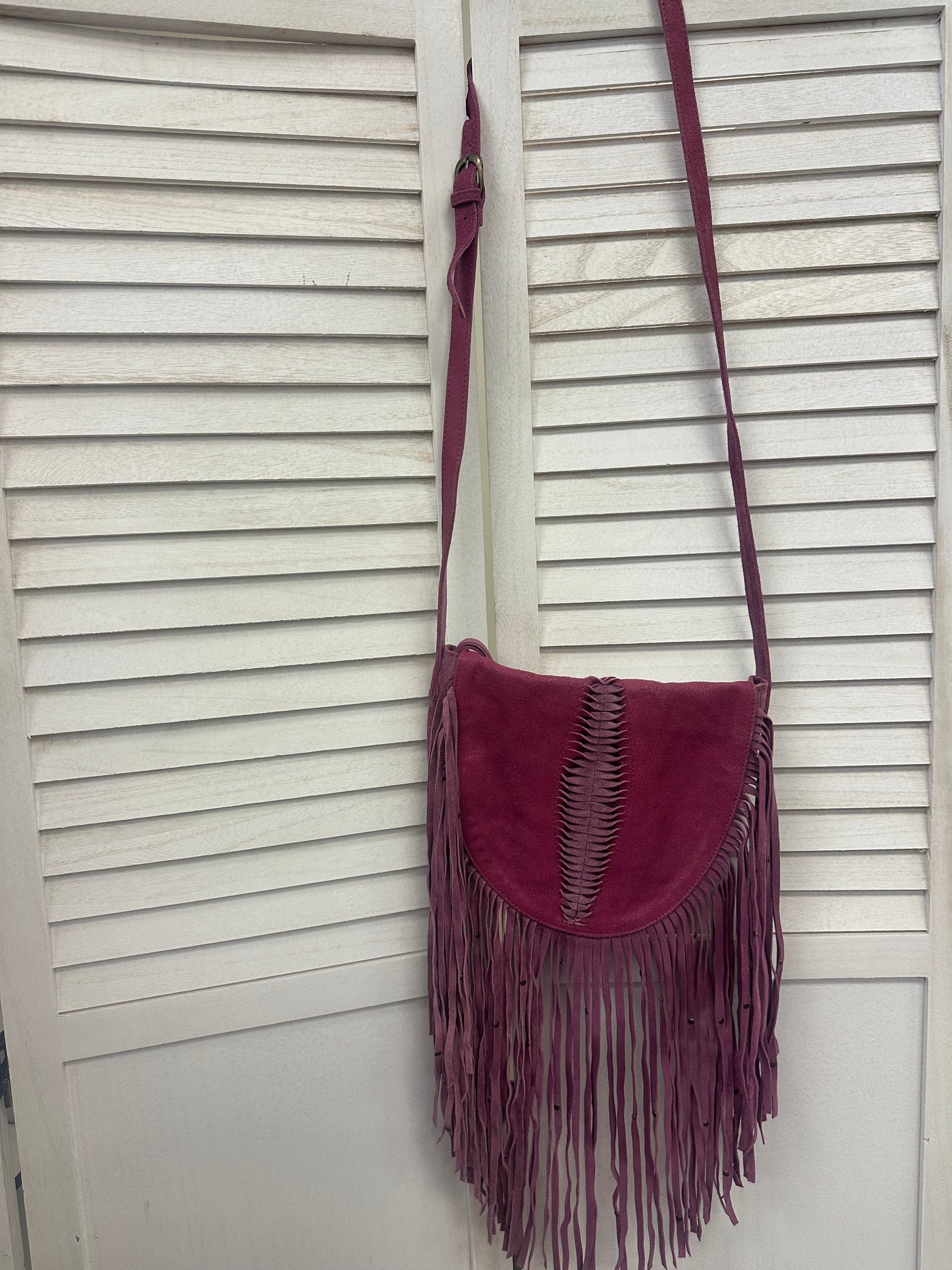 Vintage Pink Suede Crossbody