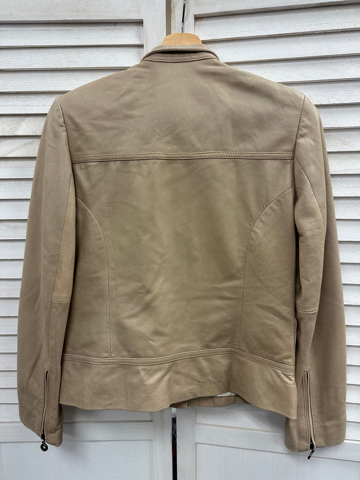 Vintage Tan Leather Moto Jacket