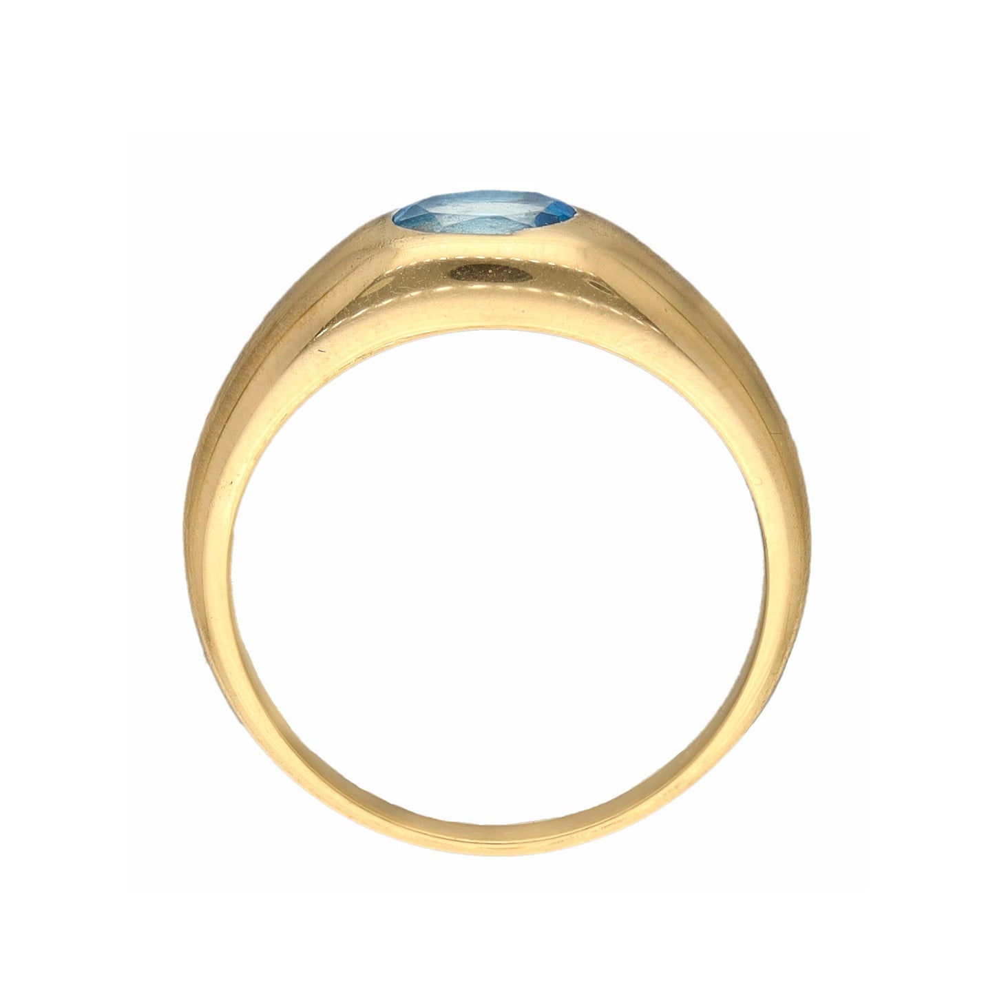 Gold Plated Over 925 Silver Swiss Blue Topaz Solitaire Ring