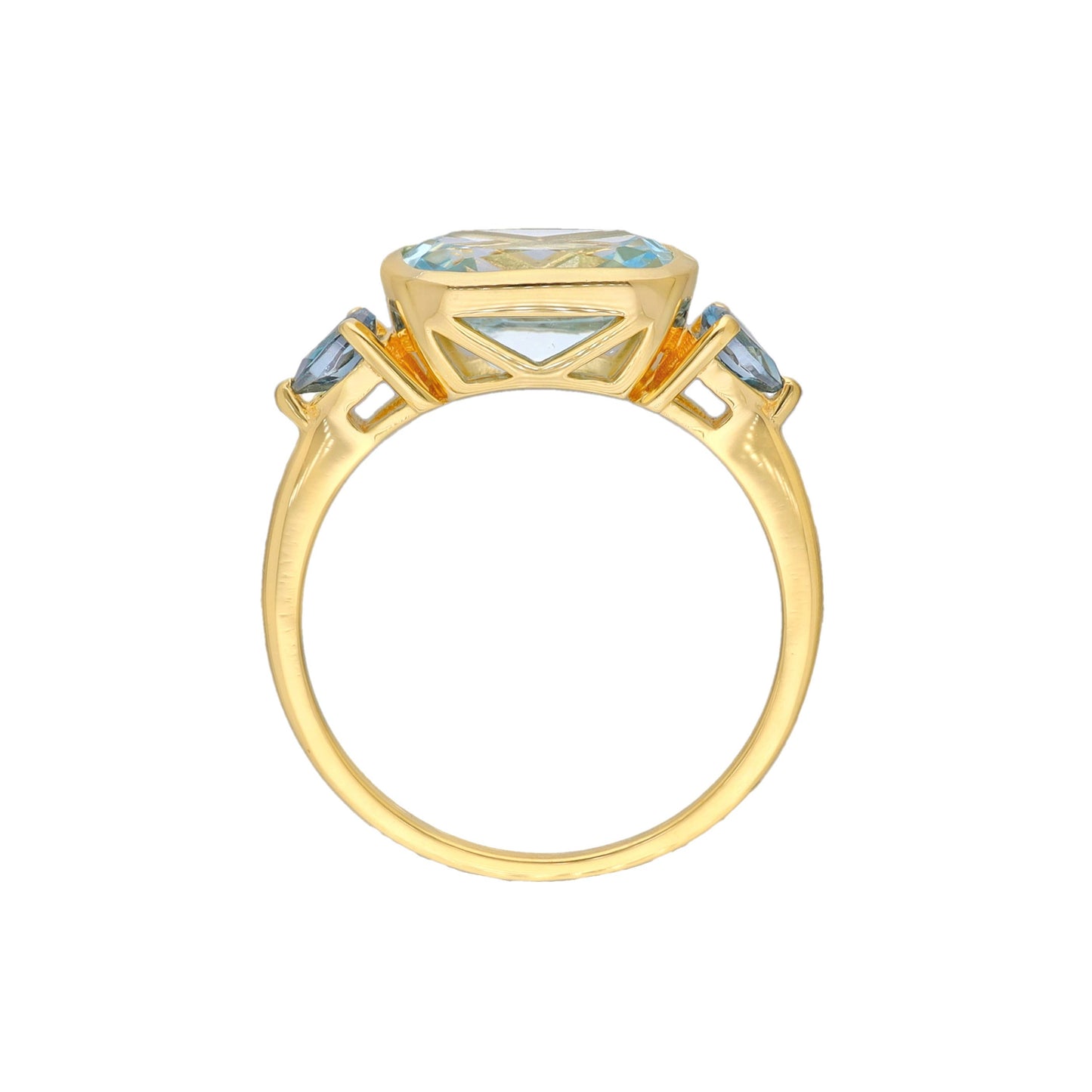 Gold Plated Silver Elegance in Azure Blue Topaz Trio Ring