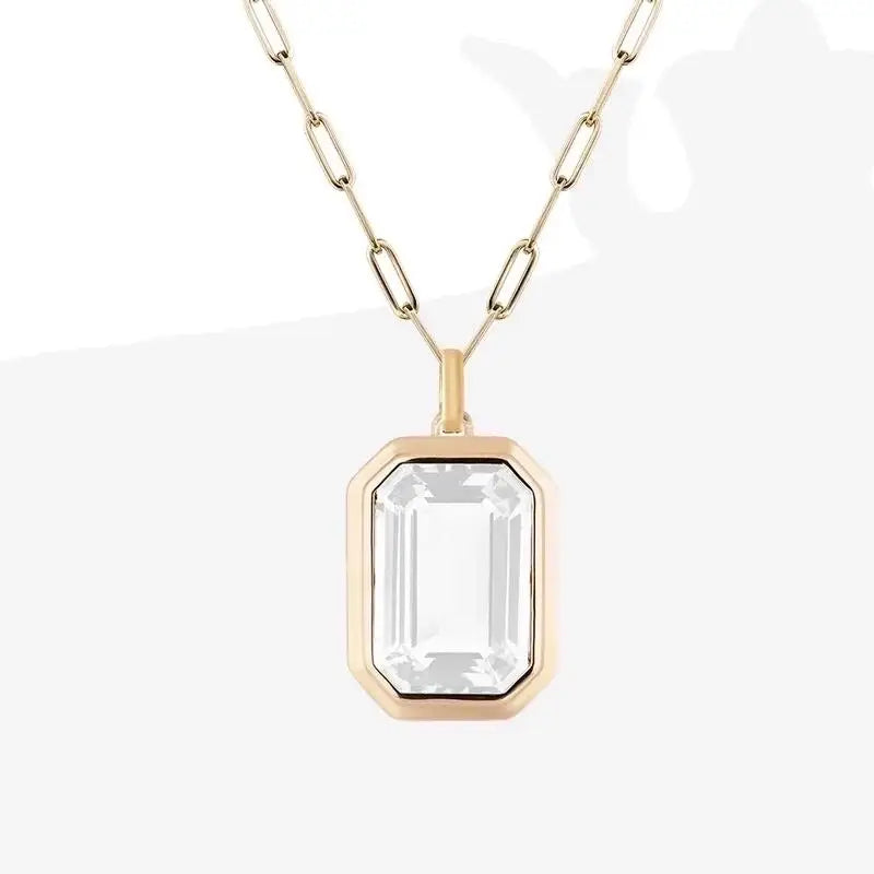 Vintage Style Stainless Steel Zircon Pendant Necklace