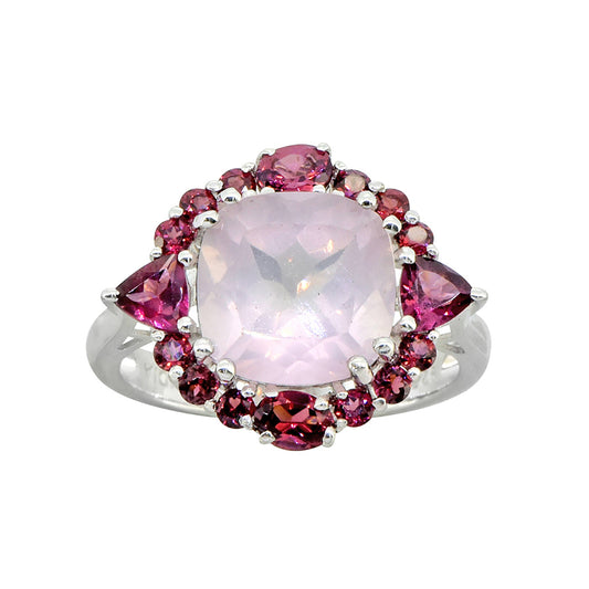 925 Sterling Silver Rose Quartz Gemstone Cocktail Ring