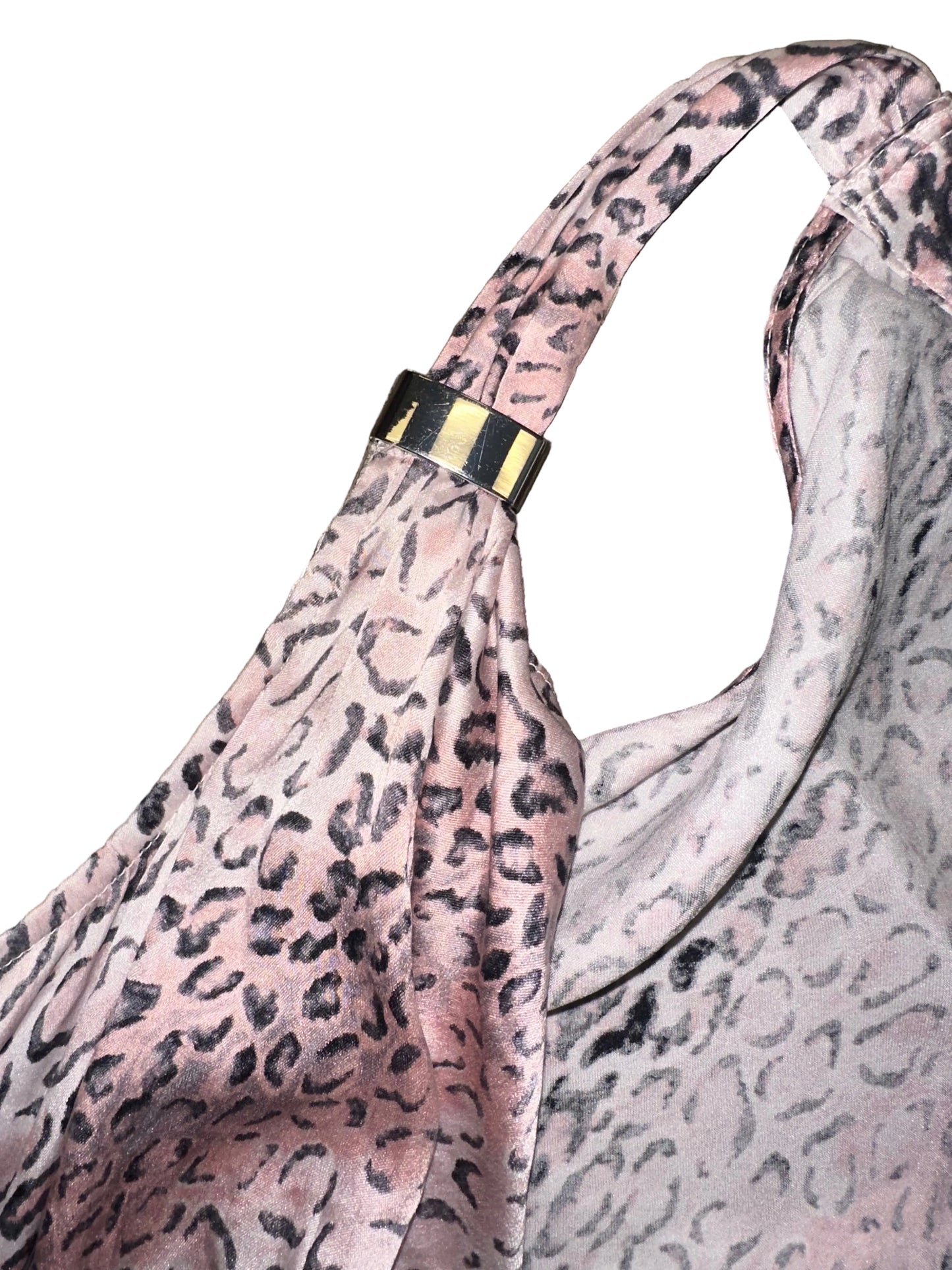 Vintage Y2K Pink Leopard Silk Cami