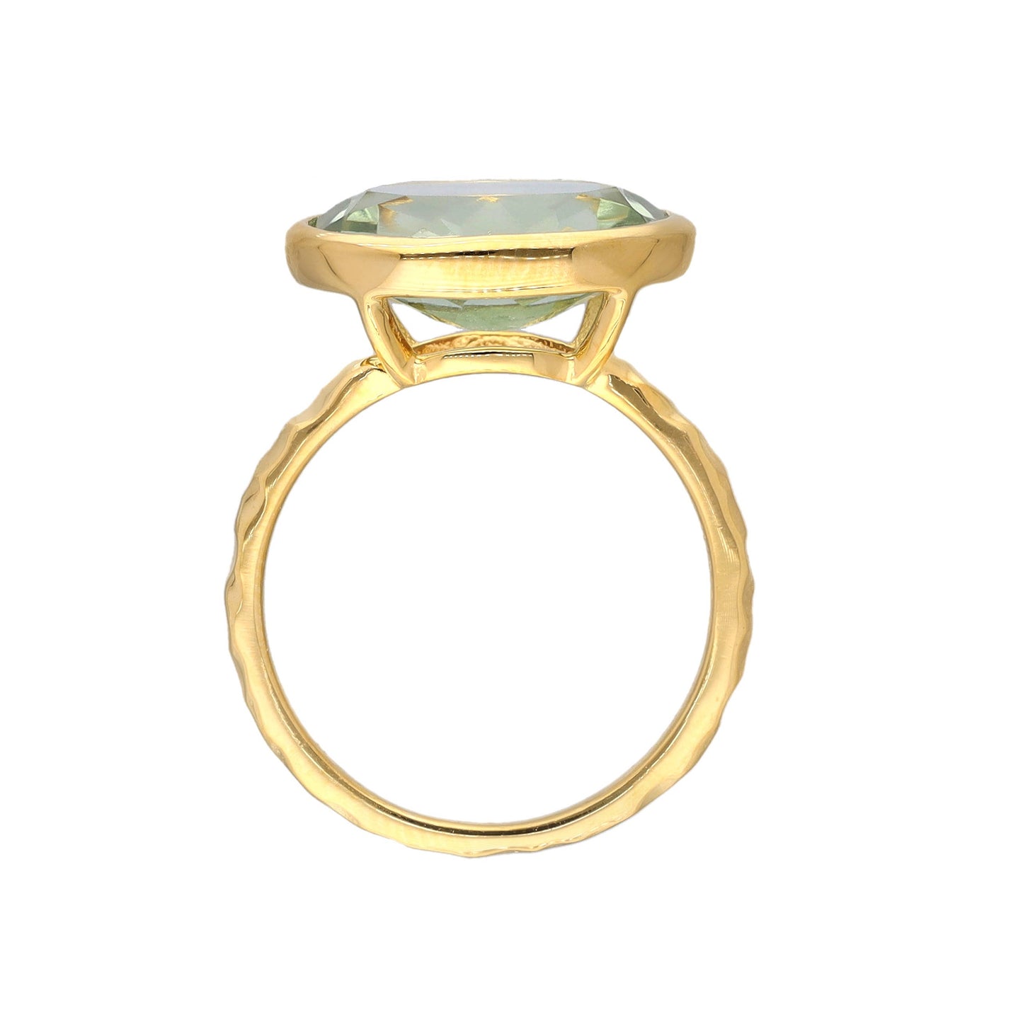Gold Plated Over Silver Green Amethyst Solitaire Ring