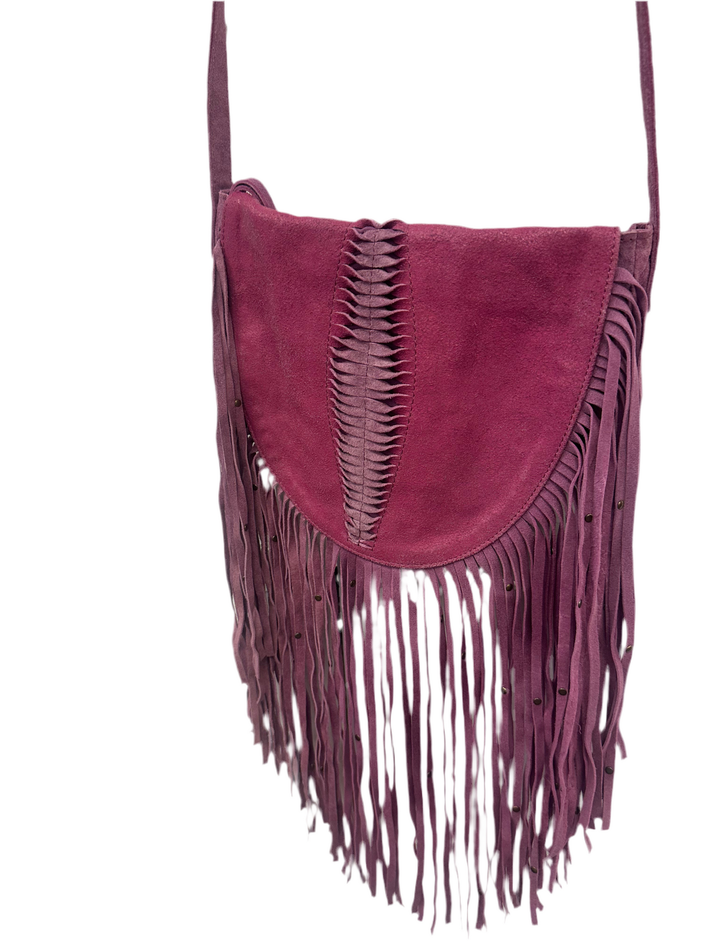 Vintage Pink Suede Crossbody