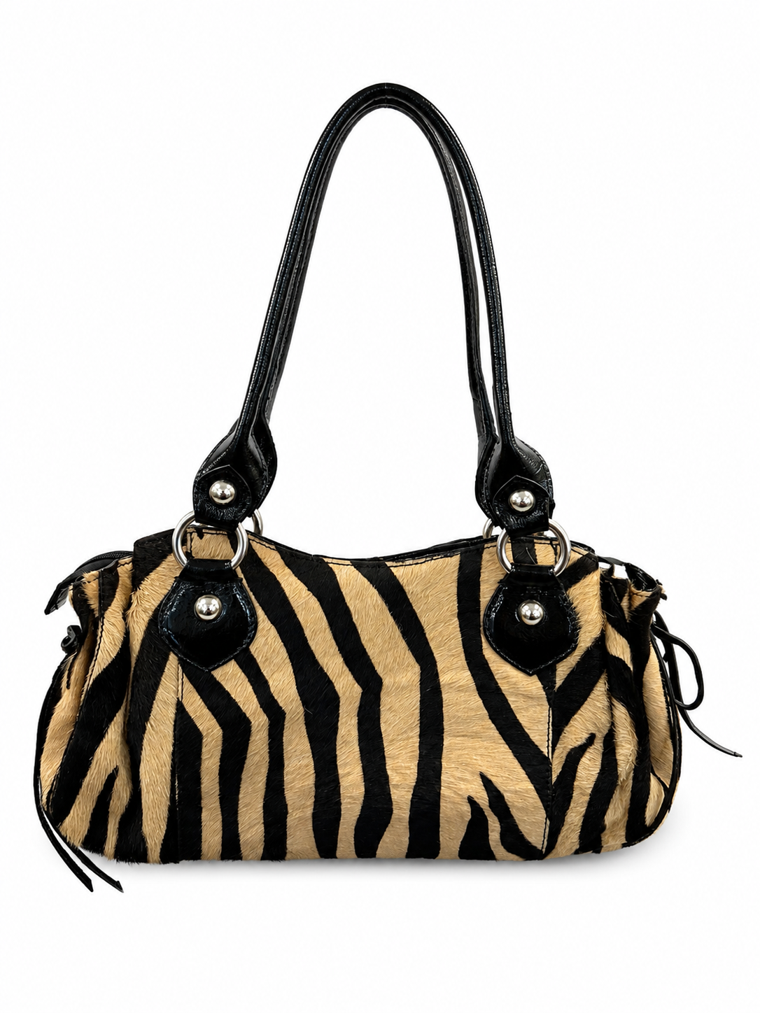 Vintage Y2K Zebra Ponyhair and Leather Shoulder Bag