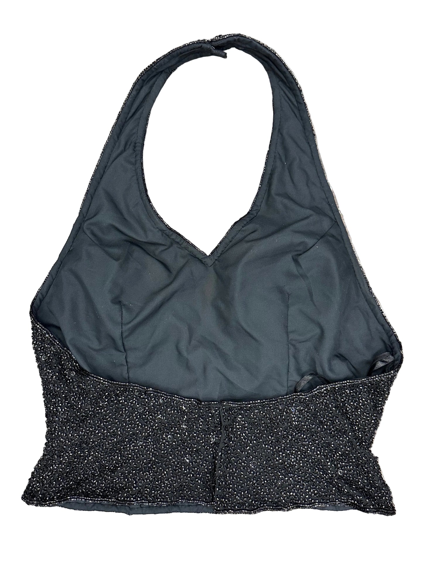 Vintage Beaded Halter Low Back Top