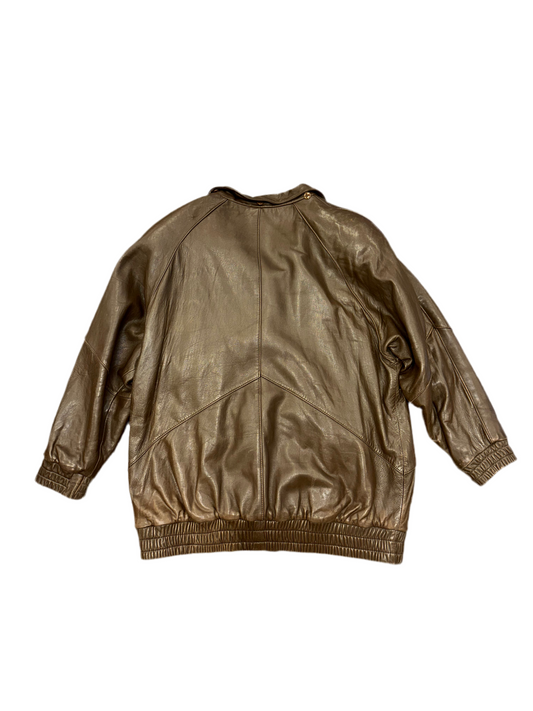 Vintage (80s) Brown Leather Bomber Jacket