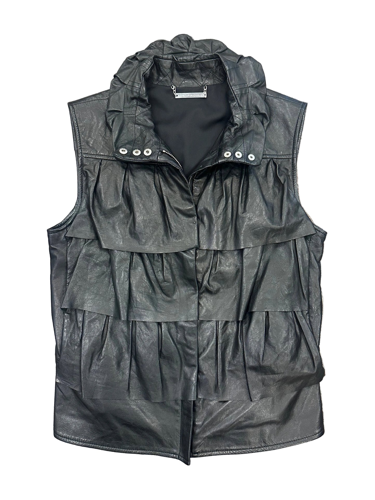Diane Von Furstenberg Leather Ruffle Vest