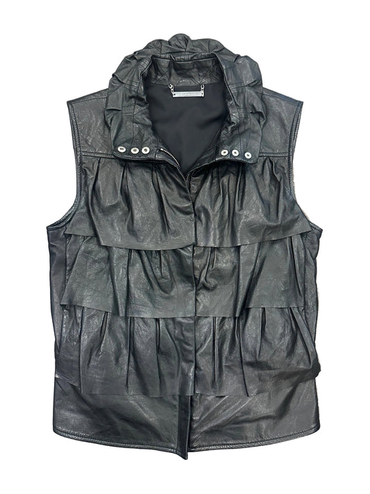 Diane Von Furstenberg Leather Ruffle Vest