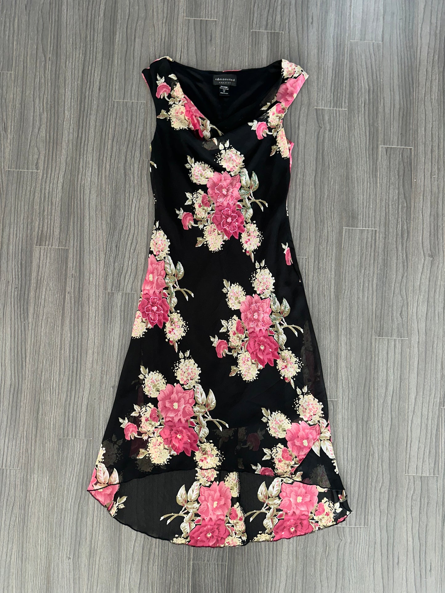 Vintage Floral Cowl Neck Dress