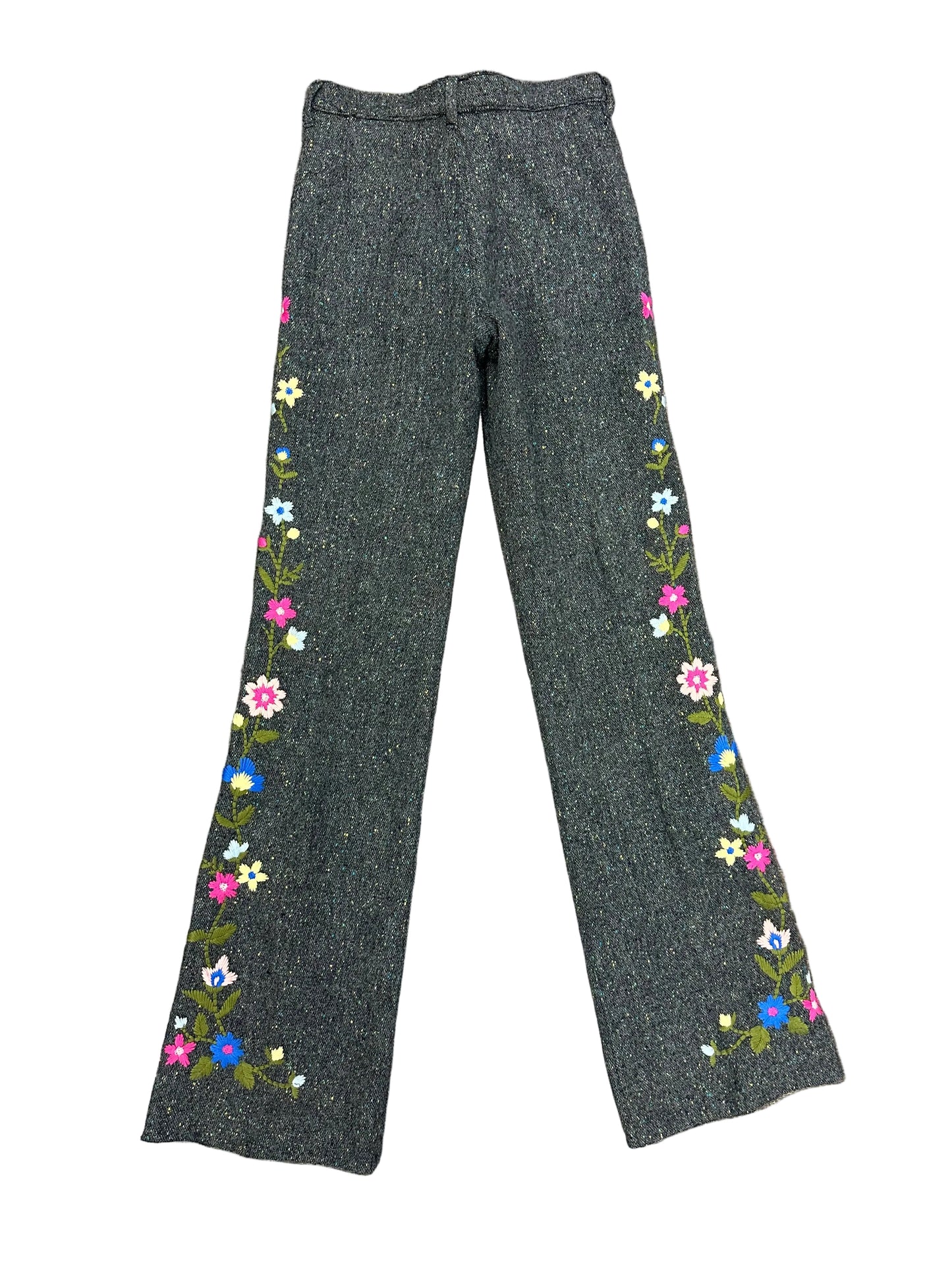 90s Moschino Embroidered Floral Tweed Trousers