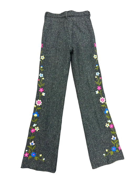 90s Moschino Embroidered Floral Tweed Trousers